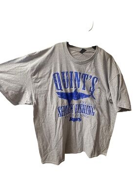 Gildan Heather Gray Tee with Bold Blue Graphic